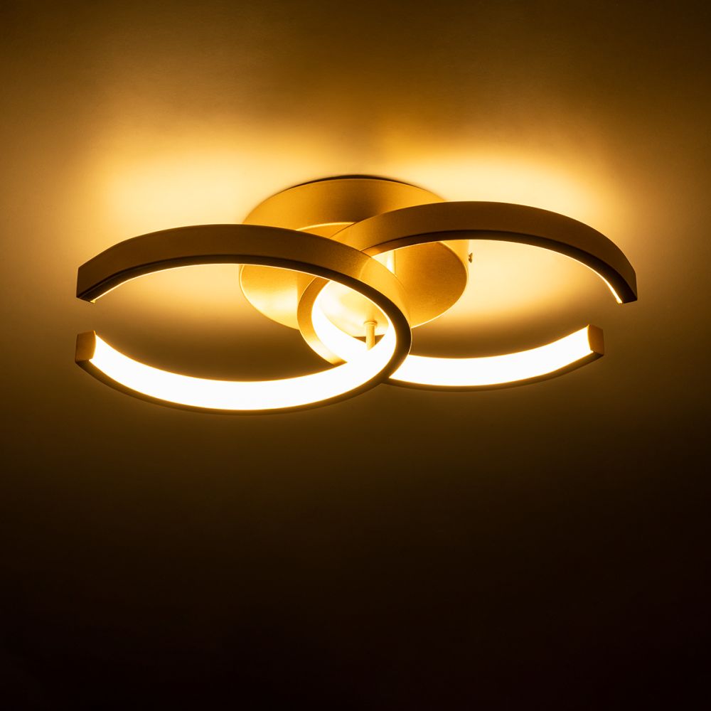 GLOBOSTAR® EVA 61069 Μοντέρνο Φωτιστικό Οροφής LED 16W 1920lm 300° AC 220-240V IP20 Ρυθμιζόμενο Λευκό CCT με On/Off 2700K/4500K/6000K - Lumileds SMD Chip - Χρυσό Βούρτσας - Μ33 x Π21 x Υ7cm - 3 Χρόνια Εγγύηση