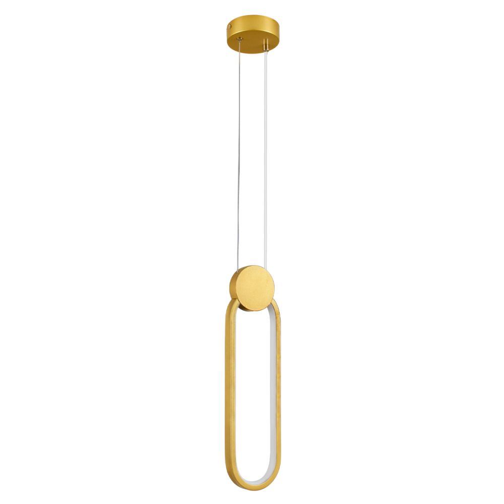 GLOBOSTAR® ILDI 61090 Μοντέρνο Κρεμαστό Φωτιστικό Οροφής LED 12W 1440lm 300° AC 220-240V IP20 Ρυθμιζόμενο Λευκό CCT με On/Off 2700K/4500K/6000K - Lumileds SMD Chip - Χρυσό Βούρτσας - Μ10 x Π2.3 x Υ38cm - 3 Χρόνια Εγγύηση