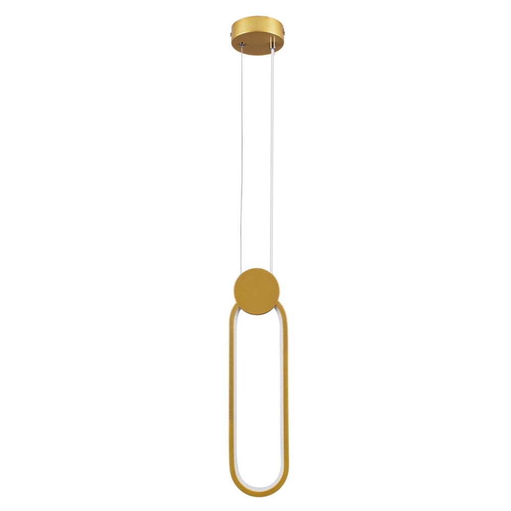 GLOBOSTAR® ILDI 61090 Μοντέρνο Κρεμαστό Φωτιστικό Οροφής LED 12W 1440lm 300° AC 220-240V IP20 Ρυθμιζόμενο Λευκό CCT με On/Off 2700K/4500K/6000K - Lumileds SMD Chip - Χρυσό Βούρτσας - Μ10 x Π2.3 x Υ38cm - 3 Χρόνια Εγγύηση