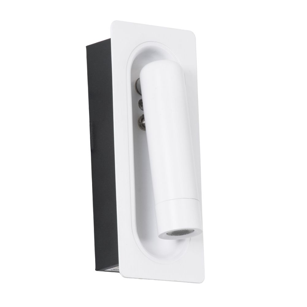 GLOBOSTAR® MANHATTAN 61098 Μοντέρνο Φωτιστικό Τοίχου - Απλίκα Ξενοδοχείου Reading Light LED 3W 405lm 36° AC 220-240V IP20 Φυσικό Λευκό 4500K - Bridgelux COB Chip & TÜV SÜD Driver - Λευκό - Μ7 x Π7 x Υ17cm - 3 Χρόνια Εγγύηση