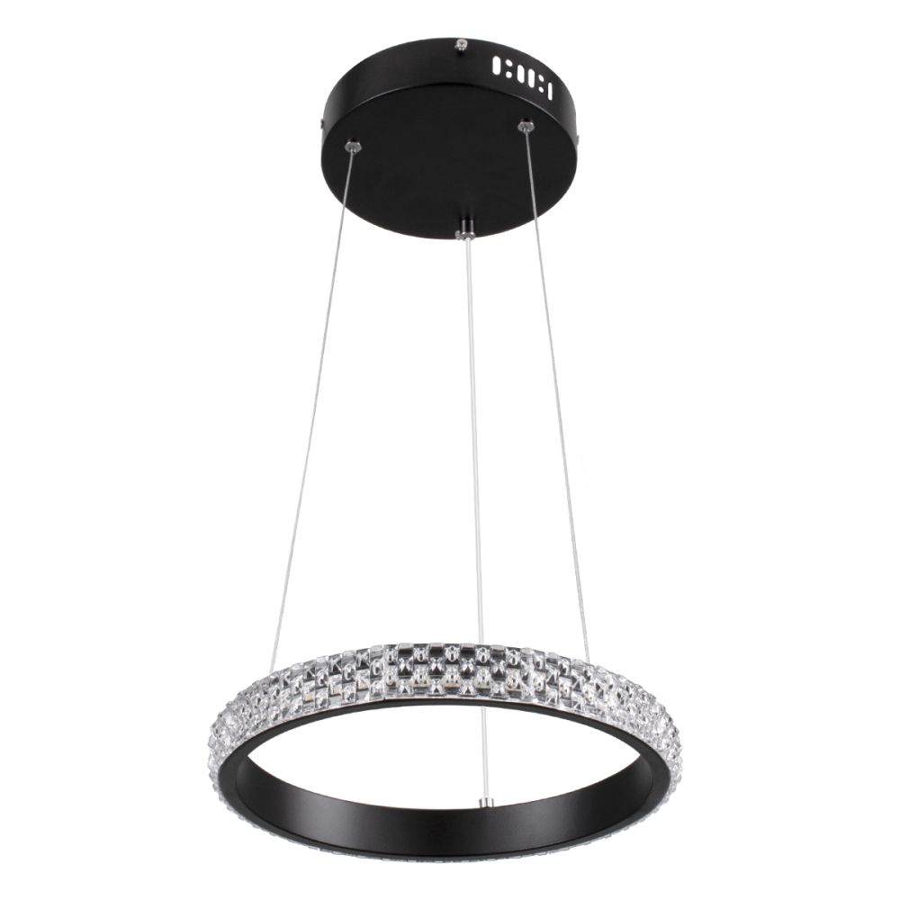 GLOBOSTAR® DIAMOND 61126 Μοντέρνο Κρεμαστό Φωτιστικό Οροφής LED 20W 2356lm 360° AC 220-240V IP20 Ρυθμιζόμενο Λευκό CCT με Χειριστήριο από 2700K έως 6000K Dimmable - Lumileds SMD Chip - Μαύρο Ματ - Μ25 x Π25 x Υ3cm - 3 Χρόνια Εγγύηση