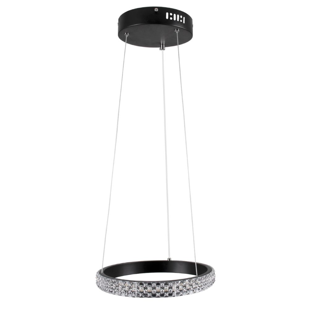 GLOBOSTAR® DIAMOND 61126 Μοντέρνο Κρεμαστό Φωτιστικό Οροφής LED 20W 2356lm 360° AC 220-240V IP20 Ρυθμιζόμενο Λευκό CCT με Χειριστήριο από 2700K έως 6000K Dimmable - Lumileds SMD Chip - Μαύρο Ματ - Μ25 x Π25 x Υ3cm - 3 Χρόνια Εγγύηση