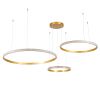 GLOBOSTAR® DIAMOND TRIO 61145 Μοντέρνο Κρεμαστό Φωτιστικό Οροφής LED 120W 14723lm 360° AC 220-240V IP20 Ρυθμιζόμενο Λευκό CCT με Χειριστήριο από 2700K έως 6000K Dimmable - Lumileds SMD Chip - Χρυσό Βούρτσας - Μ150 x Π150 x Υ60cm - 3 Χρόνια Εγγύηση