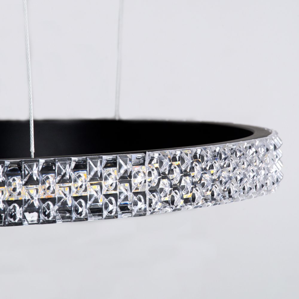 GLOBOSTAR® DIAMOND TETRA 61148 Μοντέρνο Κρεμαστό Φωτιστικό Οροφής LED 150W 18379lm 360° AC 220-240V IP20 Ρυθμιζόμενο Λευκό CCT με Χειριστήριο από 2700K έως 6000K Dimmable - Lumileds SMD Chip - Μαύρο Ματ - Μ150 x Π150 x Υ120cm - 3 Χρόνια Εγγύηση