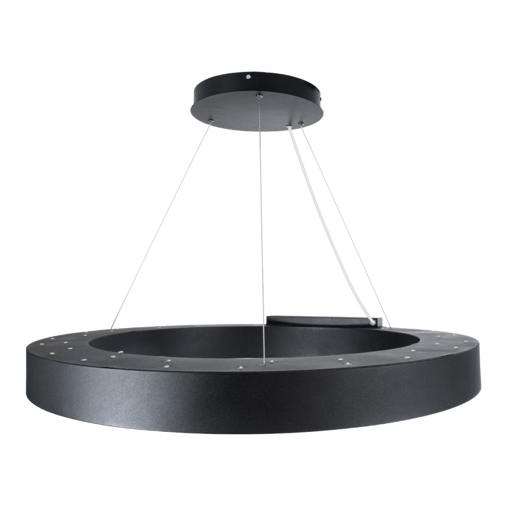 GLOBOSTAR® RA 61196 Μοντέρνο Κρεμαστό Φωτιστικό Οροφής LED 75W 8250lm 120° AC 220-240V IP20 Ρυθμιζόμενο Λευκό CCT με Χειριστήριο από 2700K έως 6000K Dimmable - Lumileds SMD Chip - Μαύρο Ματ - Μ80 x Π80 x Υ8cm - 3 Χρόνια Εγγύηση