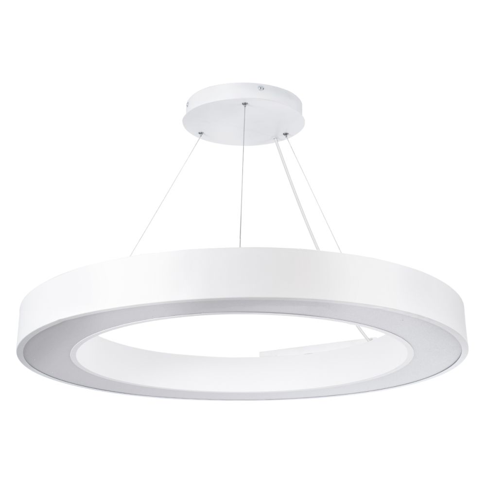 GLOBOSTAR® RA 61197 Μοντέρνο Κρεμαστό Φωτιστικό Οροφής LED 75W 8250lm 120° AC 220-240V IP20 Ρυθμιζόμενο Λευκό CCT με Χειριστήριο από 2700K έως 6000K Dimmable - Lumileds SMD Chip - Λευκό Ματ - Μ80 x Π80 x Υ8cm - 3 Χρόνια Εγγύηση