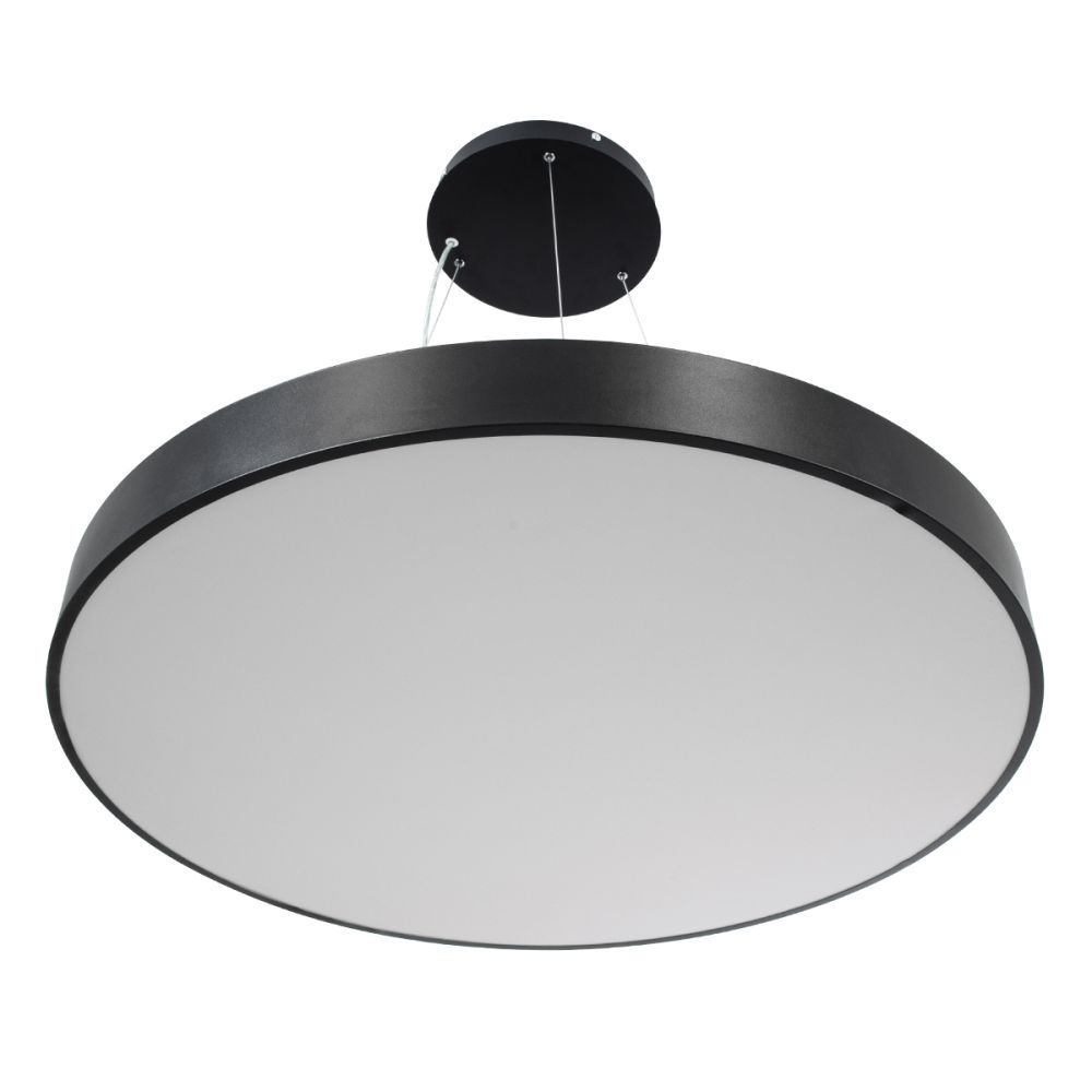 GLOBOSTAR® BURTON 61204 Μοντέρνο Κρεμαστό Φωτιστικό Οροφής LED 100W 10000lm 120° AC 220-240V IP20 Ρυθμιζόμενο Λευκό CCT με Χειριστήριο από 2700K έως 6000K Dimmable - Lumileds SMD Chip - Μαύρο Ματ - Μ80 x Π80 x Υ8cm - 3 Χρόνια Εγγύηση