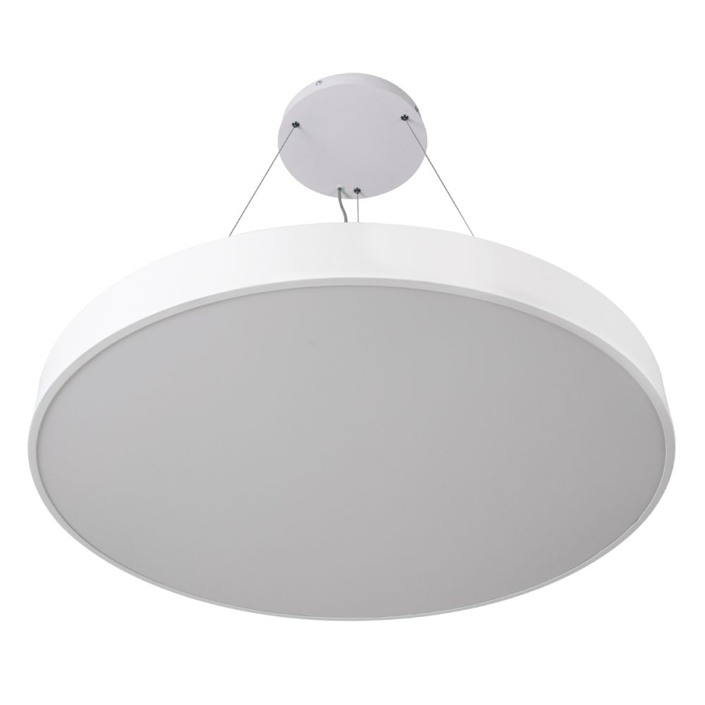 GLOBOSTAR® BURTON 61205 Μοντέρνο Κρεμαστό Φωτιστικό Οροφής LED 100W 10000lm 120° AC 220-240V IP20 Ρυθμιζόμενο Λευκό CCT με Χειριστήριο από 2700K έως 6000K Dimmable - Lumileds SMD Chip - Λευκό Ματ - Μ80 x Π80 x Υ8cm - 3 Χρόνια Εγγύηση