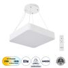 GLOBOSTAR® KAMALA 61207 Μοντέρνο Κρεμαστό Φωτιστικό Οροφής LED 67W 7370lm 120° AC 220-240V IP20 Ρυθμιζόμενο Λευκό CCT με Χειριστήριο από 2700K έως 6000K Dimmable - Lumileds SMD Chip - Λευκό Ματ - Μ40 x Π40 x Υ8cm - 3 Χρόνια Εγγύηση
