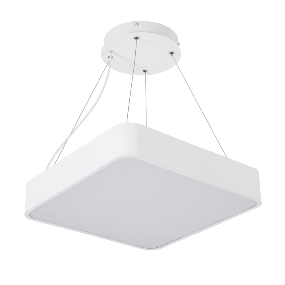 GLOBOSTAR® KAMALA 61207 Μοντέρνο Κρεμαστό Φωτιστικό Οροφής LED 67W 7370lm 120° AC 220-240V IP20 Ρυθμιζόμενο Λευκό CCT με Χειριστήριο από 2700K έως 6000K Dimmable - Lumileds SMD Chip - Λευκό Ματ - Μ40 x Π40 x Υ8cm - 3 Χρόνια Εγγύηση