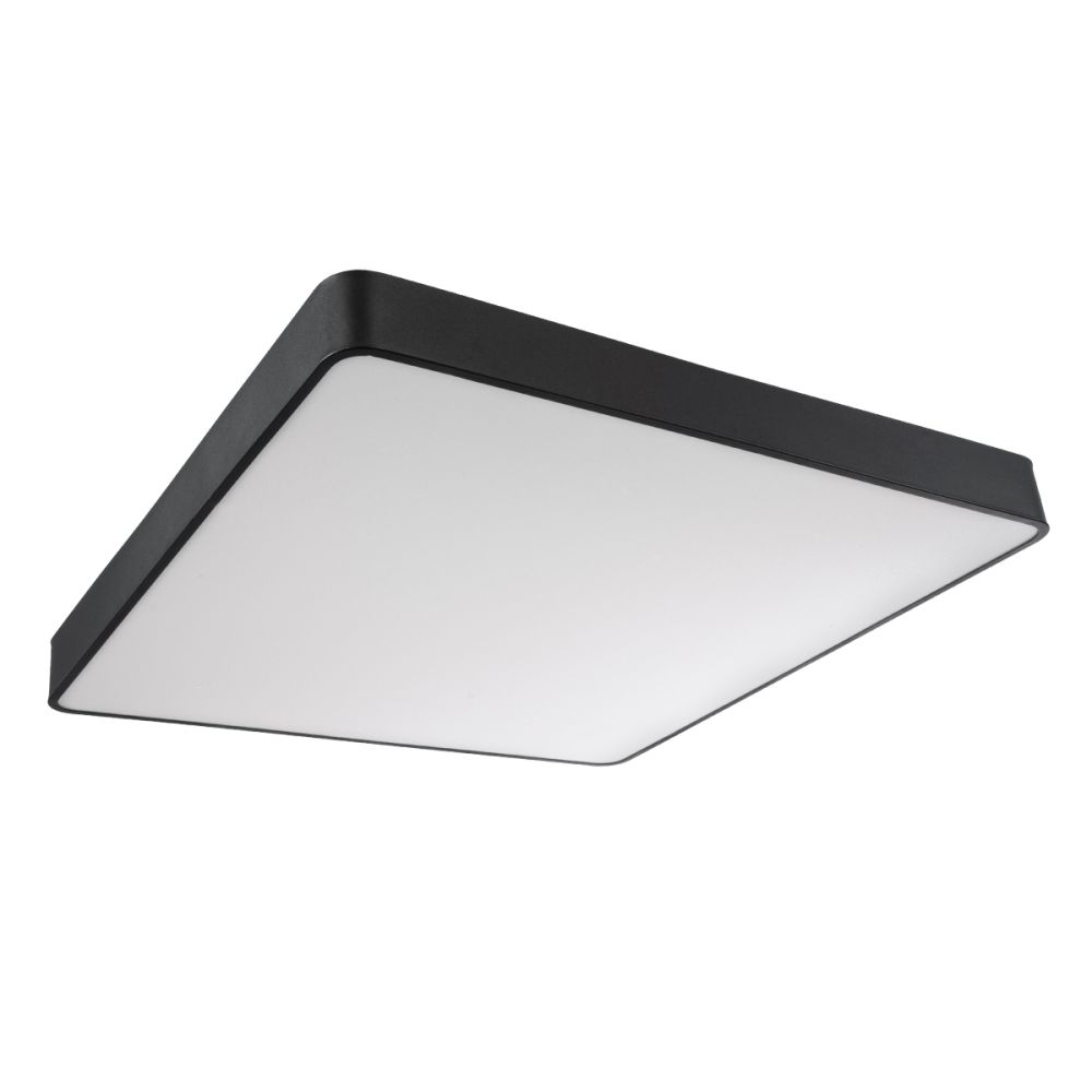 GLOBOSTAR® KAMALA 61210-S Μοντέρνο Φωτιστικό Οροφής LED 100W 10000lm 120° AC 220-240V IP20 Ρυθμιζόμενο Λευκό CCT με Χειριστήριο από 2700K έως 6000K Dimmable - Lumileds SMD Chip - Μαύρο Ματ - Μ80 x Π80 x Υ8cm - 3 Χρόνια Εγγύηση