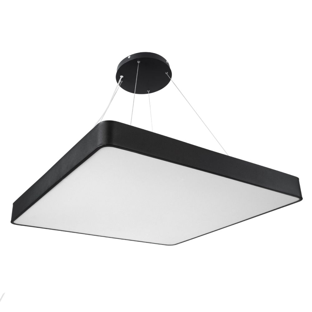 GLOBOSTAR® KAMALA 61210-P Μοντέρνο Κρεμαστό Φωτιστικό Οροφής LED 100W 10000lm 120° AC 220-240V IP20 Ρυθμιζόμενο Λευκό CCT με Χειριστήριο από 2700K έως 6000K Dimmable - Lumileds SMD Chip - Μαύρο Ματ - Μ80 x Π80 x Υ8cm - 3 Χρόνια Εγγύηση