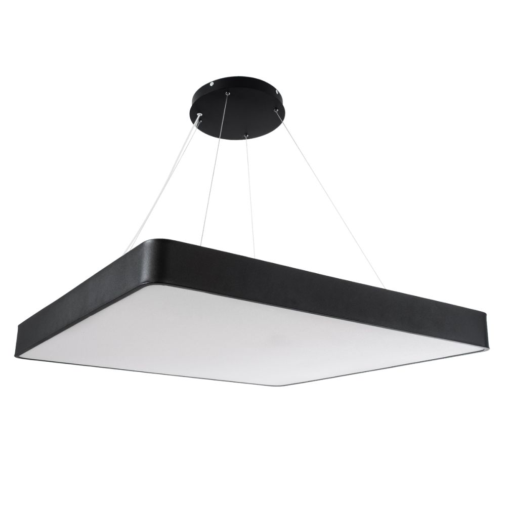 GLOBOSTAR® KAMALA 61210-P Μοντέρνο Κρεμαστό Φωτιστικό Οροφής LED 100W 10000lm 120° AC 220-240V IP20 Ρυθμιζόμενο Λευκό CCT με Χειριστήριο από 2700K έως 6000K Dimmable - Lumileds SMD Chip - Μαύρο Ματ - Μ80 x Π80 x Υ8cm - 3 Χρόνια Εγγύηση