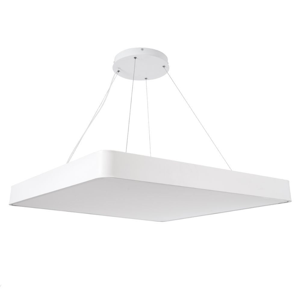 GLOBOSTAR® KAMALA 61211-P Μοντέρνο Κρεμαστό Φωτιστικό Οροφής LED 100W 11020lm 120° AC 220-240V IP20 Ρυθμιζόμενο Λευκό CCT με Χειριστήριο από 2700K έως 6000K Dimmable - Lumileds SMD Chip - Λευκό Ματ - Μ80 x Π80 x Υ8cm - 3 Χρόνια Εγγύηση