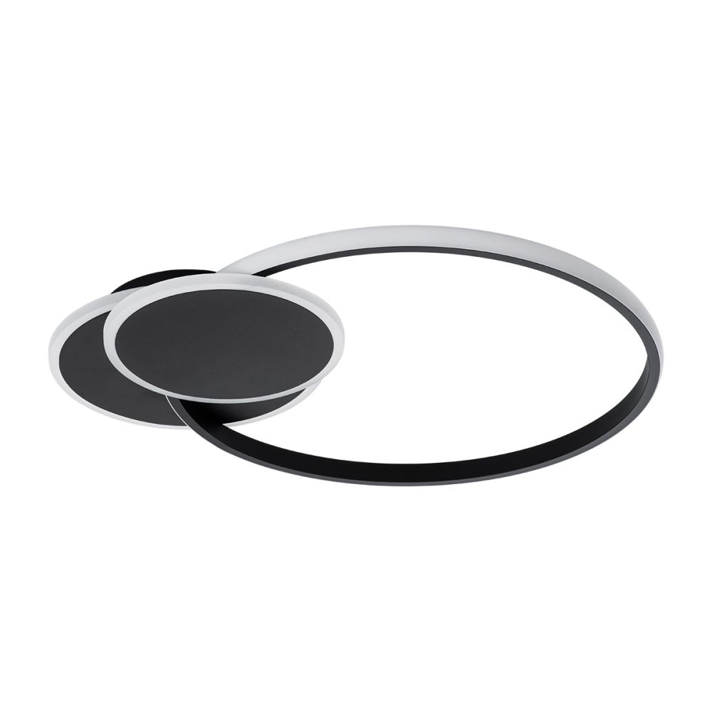 GLOBOSTAR® CIRCUO 61229 Μοντέρνο Φωτιστικό Οροφής LED 75W 8400lm 360° AC 220-240V IP20 Ρυθμιζόμενο Λευκό CCT με Χειριστήριο από 2700K έως 6000K Dimmable - Lumileds SMD Chip - Μαύρο Ματ - Μ53 x Π42.5 x Υ9cm - 3 Χρόνια Εγγύηση