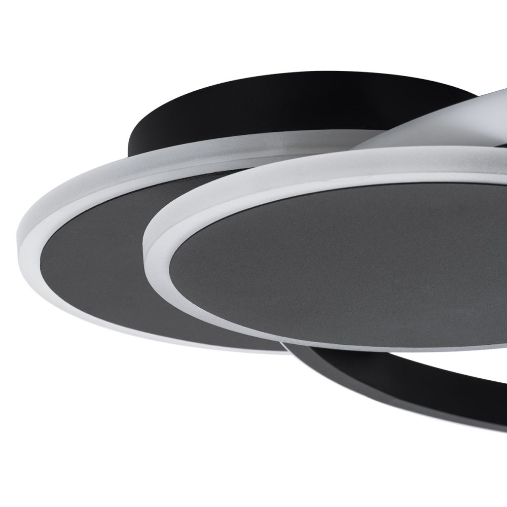 GLOBOSTAR® CIRCUO 61229 Μοντέρνο Φωτιστικό Οροφής LED 75W 8400lm 360° AC 220-240V IP20 Ρυθμιζόμενο Λευκό CCT με Χειριστήριο από 2700K έως 6000K Dimmable - Lumileds SMD Chip - Μαύρο Ματ - Μ53 x Π42.5 x Υ9cm - 3 Χρόνια Εγγύηση