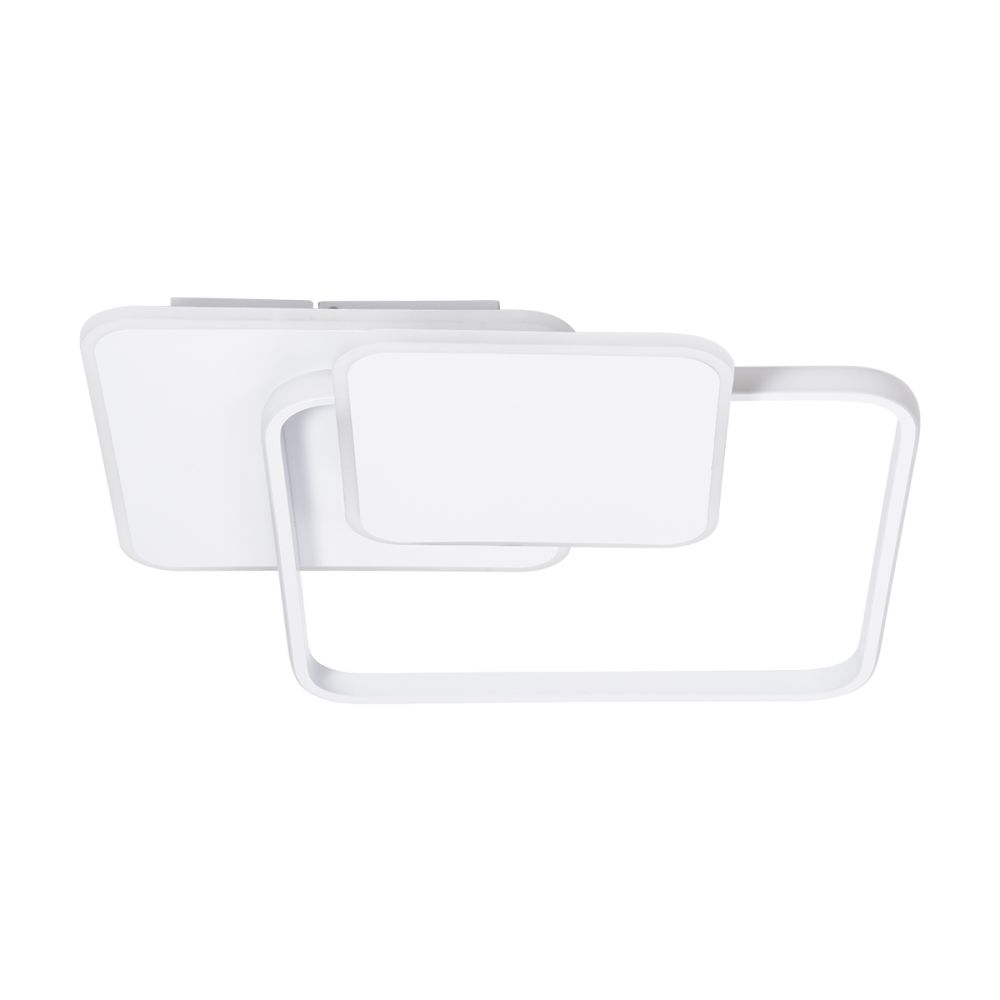 GLOBOSTAR® SQUARO 61232 Μοντέρνο Φωτιστικό Οροφής LED 75W 8400lm 360° AC 220-240V IP20 Ρυθμιζόμενο Λευκό CCT με Χειριστήριο από 2700K έως 6000K Dimmable - Lumileds SMD Chip - Λευκό Ματ - Μ48.5 x Π51 x Υ9cm - 3 Χρόνια Εγγύηση