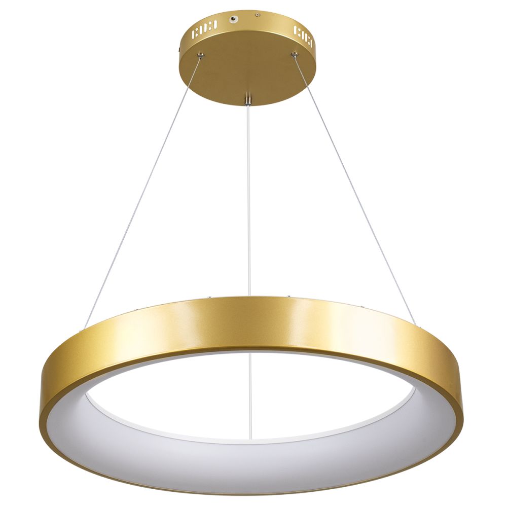 GLOBOSTAR® SALEM 61247 Μοντέρνο Κρεμαστό Φωτιστικό Οροφής LED 105W 12075lm 120° AC 220-240V IP20 Ρυθμιζόμενο Λευκό CCT με Χειριστήριο από 2700K έως 6000K Dimmable - Lumileds SMD Chip - Χρυσό - Μ60 x Π60 x Υ6cm - 3 Χρόνια Εγγύηση