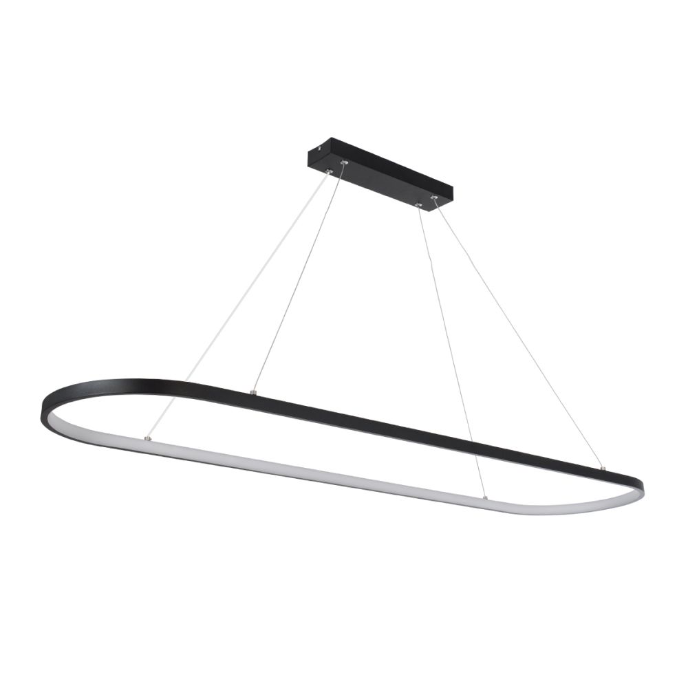 GLOBOSTAR® BOLIVAR 61271 Μοντέρνο Κρεμαστό Φωτιστικό Οροφής LED 54W 6210lm 360° AC 220-240V IP20 Ρυθμιζόμενο Λευκό CCT με Χειριστήριο από 2700K έως 6000K Dimmable - Lumileds SMD Chip - Μαύρο Ματ - Μ120 x Π30 x Υ2cm - 3 Χρόνια Εγγύηση