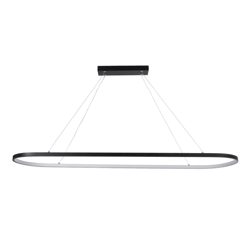 GLOBOSTAR® BOLIVAR 61271 Μοντέρνο Κρεμαστό Φωτιστικό Οροφής LED 54W 6210lm 360° AC 220-240V IP20 Ρυθμιζόμενο Λευκό CCT με Χειριστήριο από 2700K έως 6000K Dimmable - Lumileds SMD Chip - Μαύρο Ματ - Μ120 x Π30 x Υ2cm - 3 Χρόνια Εγγύηση