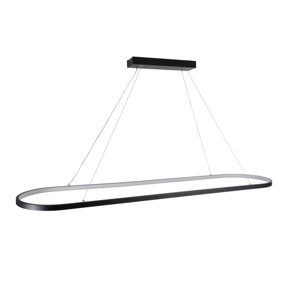 GLOBOSTAR® BOLIVAR 61271 Μοντέρνο Κρεμαστό Φωτιστικό Οροφής LED 54W 6210lm 360° AC 220-240V IP20 Ρυθμιζόμενο Λευκό CCT με Χειριστήριο από 2700K έως 6000K Dimmable - Lumileds SMD Chip - Μαύρο Ματ - Μ120 x Π30 x Υ2cm - 3 Χρόνια Εγγύηση