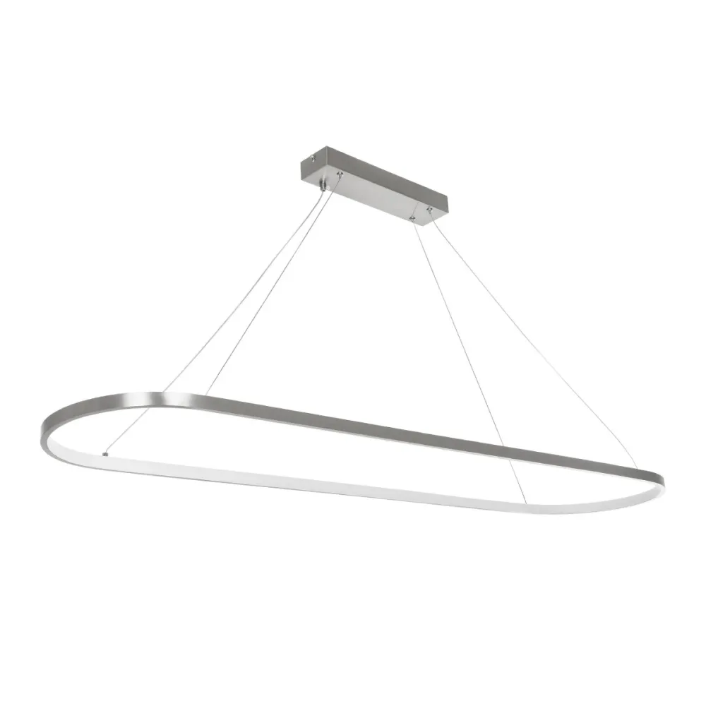 GLOBOSTAR® BOLIVAR 61273 Μοντέρνο Κρεμαστό Φωτιστικό Οροφής LED 54W 6210lm 360° AC 220-240V IP20 Ρυθμιζόμενο Λευκό CCT με Χειριστήριο από 2700K έως 6000K Dimmable - Lumileds SMD Chip - Νίκελ Βούρτσας - Μ120 x Π30 x Υ2cm - 3 Χρόνια Εγγύηση