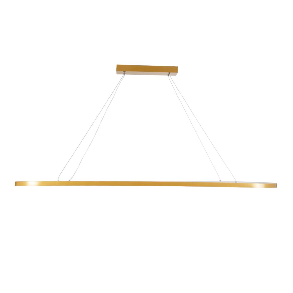 GLOBOSTAR® BOLIVAR 61274 Μοντέρνο Κρεμαστό Φωτιστικό Οροφής LED 54W 6210lm 360° AC 220-240V IP20 Ρυθμιζόμενο Λευκό CCT με Χειριστήριο από 2700K έως 6000K Dimmable - Lumileds SMD Chip - Χρυσό Βούρτσας - Μ120 x Π30 x Υ2cm - 3 Χρόνια Εγγύηση