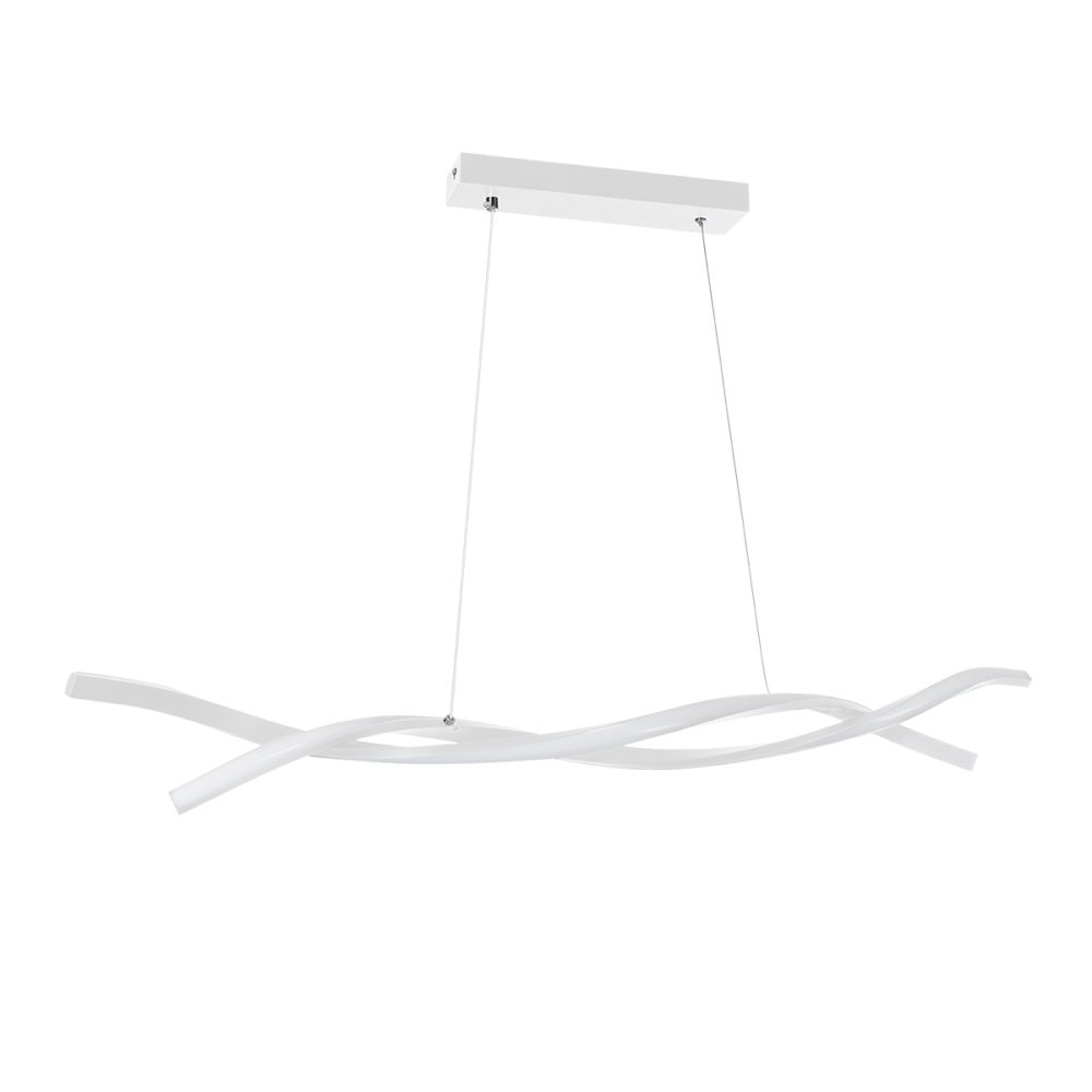 GLOBOSTAR® MORALES 61276 Μοντέρνο Κρεμαστό Φωτιστικό Οροφής LED 54W 6048lm 300° AC 220-240V IP20 Ρυθμιζόμενο Λευκό CCT με Χειριστήριο από 2700K έως 6000K Dimmable - Lumileds SMD Chip - Λευκό Ματ - Μ90 x Π14 x Υ14cm - 3 Χρόνια Εγγύηση