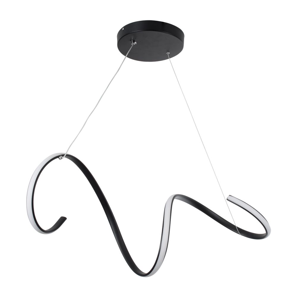 GLOBOSTAR® SPIRALE 61283 Μοντέρνο Κρεμαστό Φωτιστικό Οροφής LED 75W 8400lm 300° AC 220-240V IP20 Ρυθμιζόμενο Λευκό CCT με Χειριστήριο από 2700K έως 6000K Dimmable - Lumileds SMD Chip - Μαύρο Ματ - Μ72 x Π25 x Υ30cm - 3 Χρόνια Εγγύηση