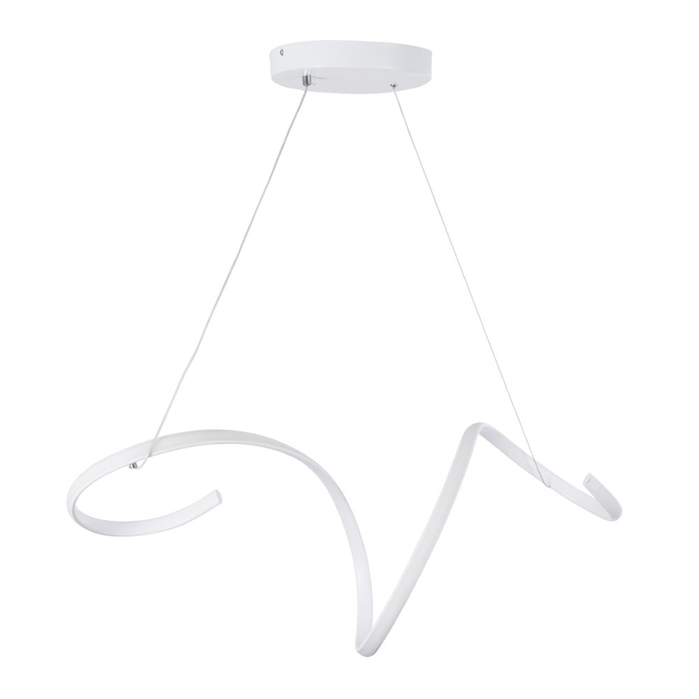 GLOBOSTAR® SPIRALE 61284 Μοντέρνο Κρεμαστό Φωτιστικό Οροφής LED 75W 8400lm 300° AC 220-240V IP20 Ρυθμιζόμενο Λευκό CCT με Χειριστήριο από 2700K έως 6000K Dimmable - Lumileds SMD Chip - Λευκό Ματ - Μ72 x Π25 x Υ30cm - 3 Χρόνια Εγγύηση