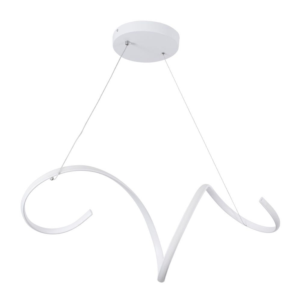 GLOBOSTAR® SPIRALE 61284 Μοντέρνο Κρεμαστό Φωτιστικό Οροφής LED 75W 8400lm 300° AC 220-240V IP20 Ρυθμιζόμενο Λευκό CCT με Χειριστήριο από 2700K έως 6000K Dimmable - Lumileds SMD Chip - Λευκό Ματ - Μ72 x Π25 x Υ30cm - 3 Χρόνια Εγγύηση