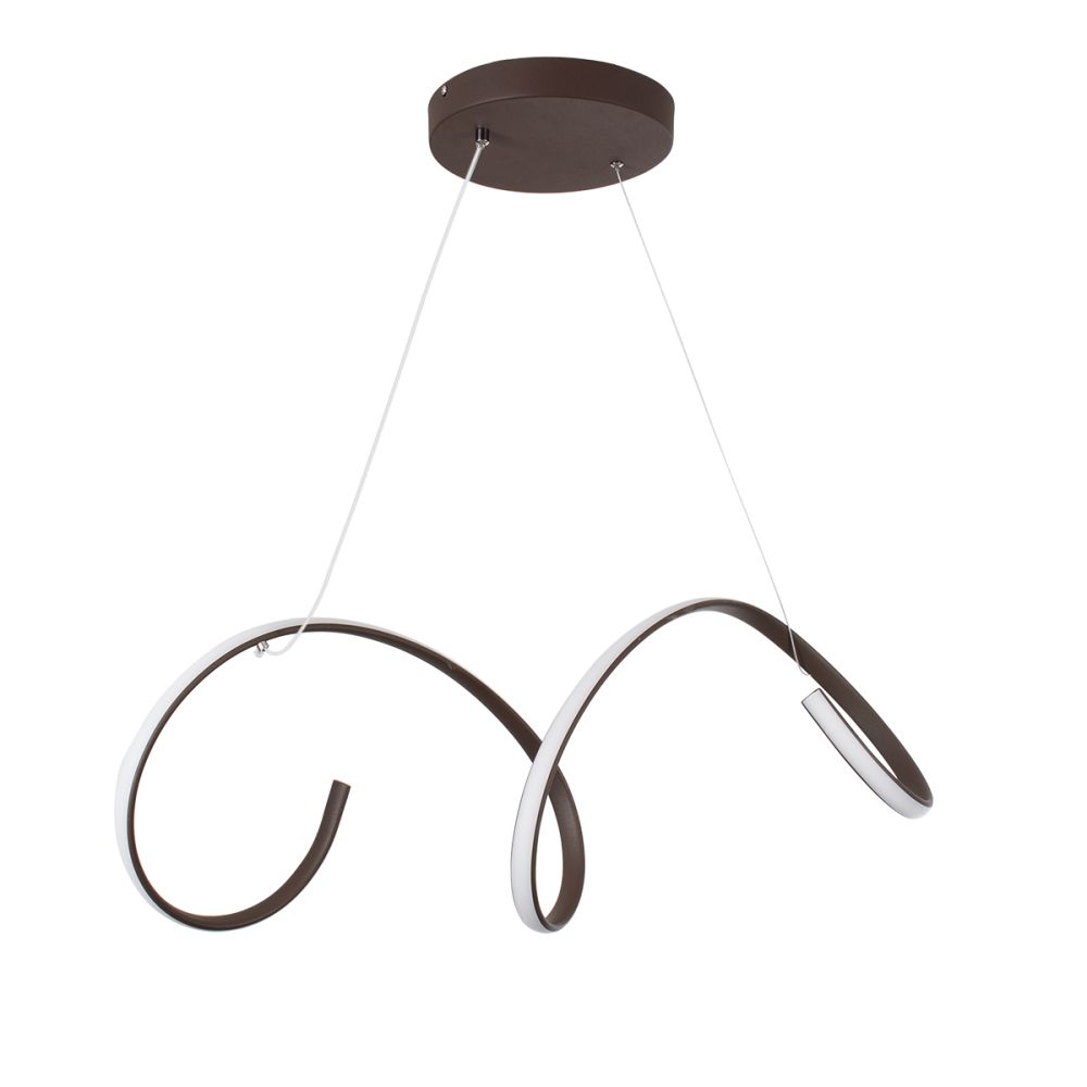 GLOBOSTAR® SPIRALE 61287 Μοντέρνο Κρεμαστό Φωτιστικό Οροφής LED 75W 8400lm 300° AC 220-240V IP20 Ρυθμιζόμενο Λευκό CCT με Χειριστήριο από 2700K έως 6000K Dimmable - Lumileds SMD Chip - Καφέ Ματ - Μ72 x Π25 x Υ30cm - 3 Χρόνια Εγγύηση