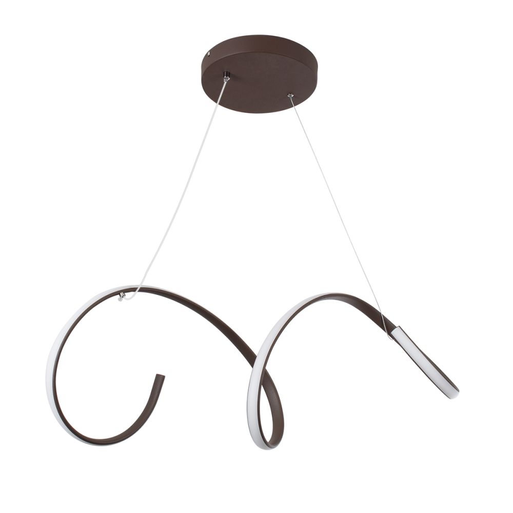 GLOBOSTAR® SPIRALE 61287 Μοντέρνο Κρεμαστό Φωτιστικό Οροφής LED 75W 8400lm 300° AC 220-240V IP20 Ρυθμιζόμενο Λευκό CCT με Χειριστήριο από 2700K έως 6000K Dimmable - Lumileds SMD Chip - Καφέ Ματ - Μ72 x Π25 x Υ30cm - 3 Χρόνια Εγγύηση