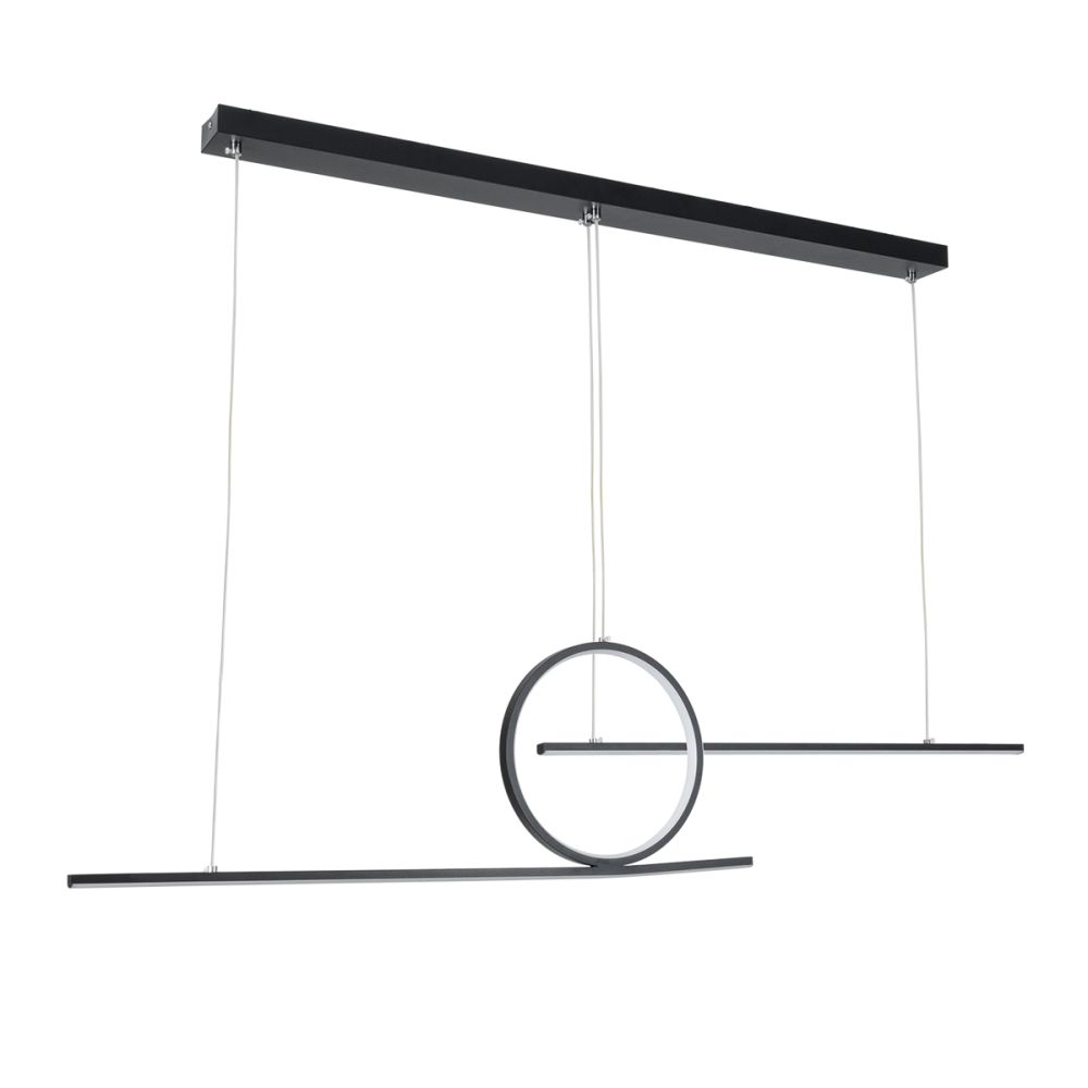 GLOBOSTAR® TEREZA 61288 Μοντέρνο Κρεμαστό Φωτιστικό Οροφής LED 67W 7504lm 300° AC 220-240V IP20 Ρυθμιζόμενο Λευκό CCT με Χειριστήριο από 2700K έως 6000K Dimmable - Lumileds SMD Chip - Μαύρο Ματ - Μ110 x Π4.5 x Υ34cm - 3 Χρόνια Εγγύηση