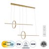 GLOBOSTAR® LINEARE 61291 Μοντέρνο Κρεμαστό Φωτιστικό Οροφής LED 67W 7504lm 300° AC 220-240V IP20 Ρυθμιζόμενο Λευκό CCT με Χειριστήριο από 2700K έως 6000K Dimmable - Lumileds SMD Chip - Χρυσό Βούρτσας - Μ130 x Π25 x Υ60cm - 3 Χρόνια Εγγύηση