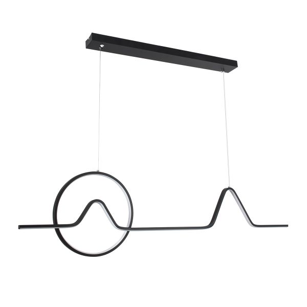 GLOBOSTAR® WINDY 61292 Μοντέρνο Κρεμαστό Φωτιστικό Οροφής LED 67W 7504lm 300° AC 220-240V IP20 Ρυθμιζόμενο Λευκό CCT με Χειριστήριο από 2700K έως 6000K Dimmable - Lumileds SMD Chip - Μαύρο Ματ - Μ120 x Π4 x Υ30cm - 3 Χρόνια Εγγύηση