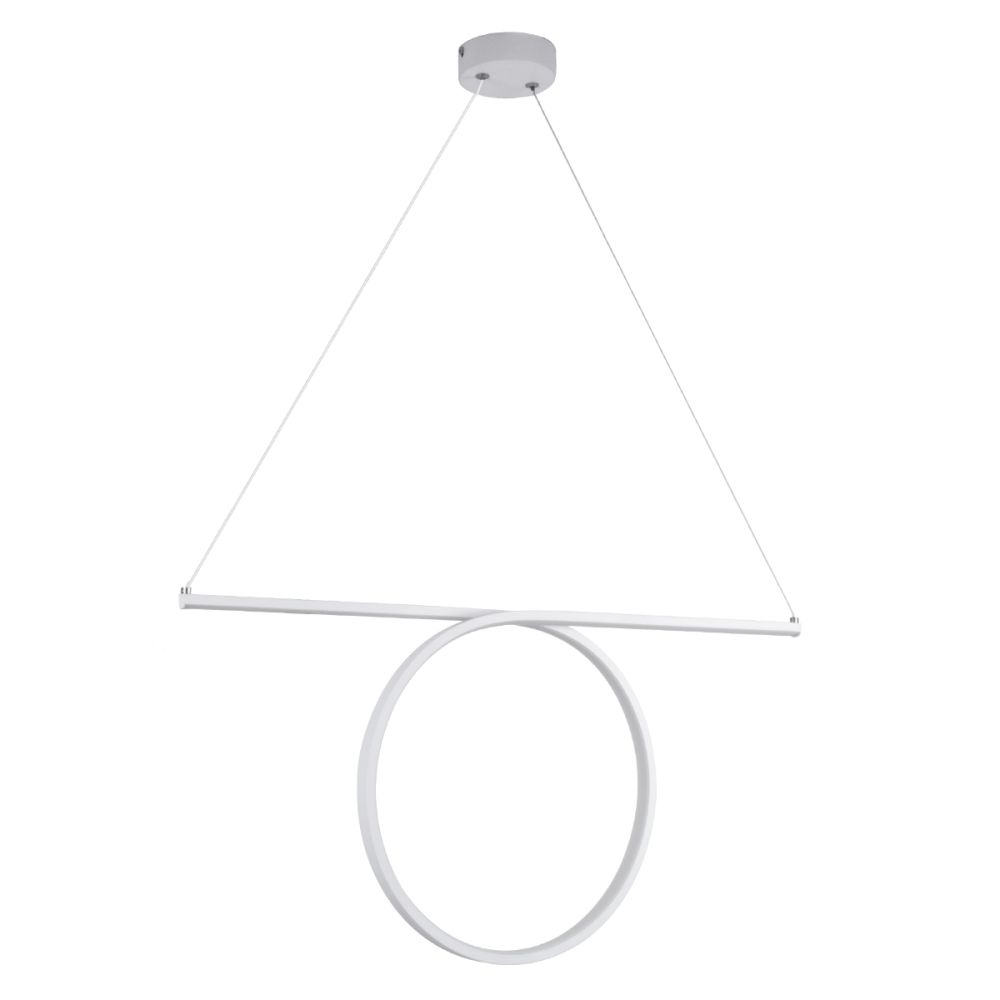 GLOBOSTAR® ROME 61295 Μοντέρνο Κρεμαστό Φωτιστικό Οροφής LED 24W 2640lm 200° AC 220-240V IP20 Ρυθμιζόμενο Λευκό CCT με On/Off 2700K/4500K/6000K - Lumileds SMD Chip - Λευκό Ματ - Μ65.5 x Π4 x Υ33cm - 3 Χρόνια Εγγύηση