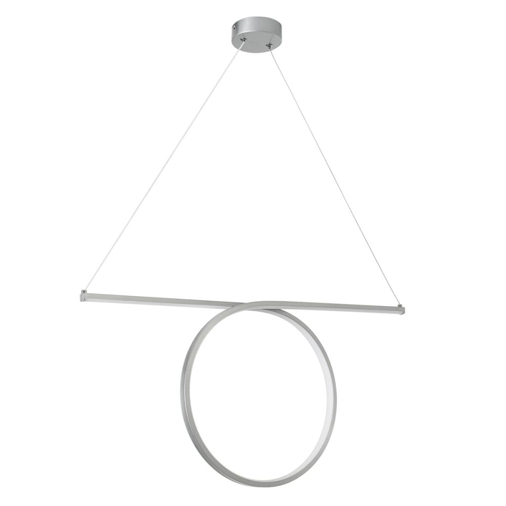 GLOBOSTAR® ROME 61296 Μοντέρνο Κρεμαστό Φωτιστικό Οροφής LED 24W 2640lm 200° AC 220-240V IP20 Ρυθμιζόμενο Λευκό CCT με On/Off 2700K/4500K/6000K - Lumileds SMD Chip - Νίκελ Βούρτσας - Μ65.5 x Π4 x Υ33cm - 3 Χρόνια Εγγύηση