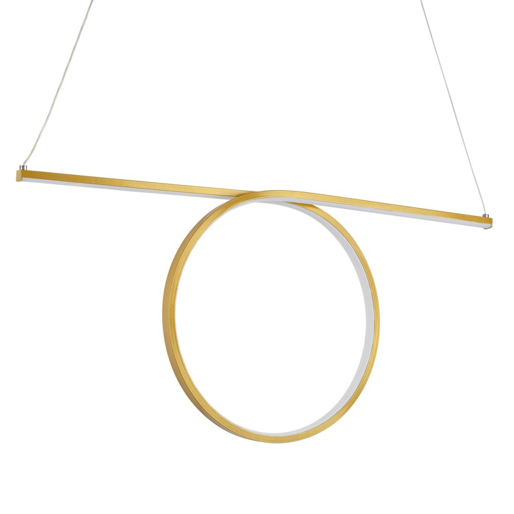 GLOBOSTAR® ROME 61297 Μοντέρνο Κρεμαστό Φωτιστικό Οροφής LED 24W 2640lm 200° AC 220-240V IP20 Ρυθμιζόμενο Λευκό CCT με On/Off 2700K/4500K/6000K - Lumileds SMD Chip - Χρυσό Βούρτσας - Μ65.5 x Π4 x Υ33cm - 3 Χρόνια Εγγύηση