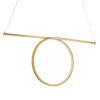 GLOBOSTAR® ROME 61297 Μοντέρνο Κρεμαστό Φωτιστικό Οροφής LED 24W 2640lm 200° AC 220-240V IP20 Ρυθμιζόμενο Λευκό CCT με On/Off 2700K/4500K/6000K - Lumileds SMD Chip - Χρυσό Βούρτσας - Μ65.5 x Π4 x Υ33cm - 3 Χρόνια Εγγύηση