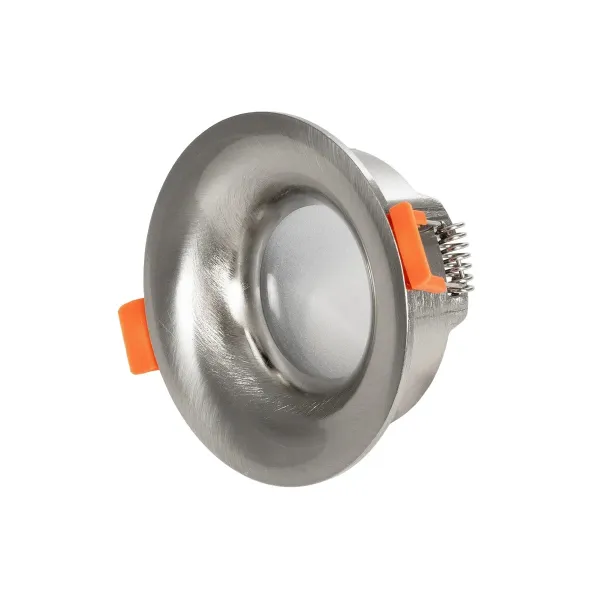 GLOBOSTAR® LAMDA 61317 Χωνευτή Βάση για Σποτ MR16 με Ντουί GU10/GU5.3 Αδιάβροχο IP65 - Νίκελ Βούρτσας & Λευκό - Μ8.5 x Π8.5 x Υ3.5cm / Q7.5cm