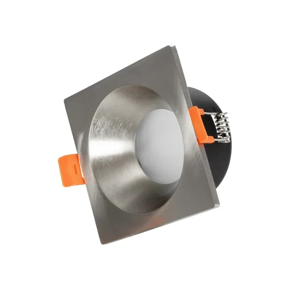 GLOBOSTAR® EPSILON 61318 Χωνευτή Βάση για Σποτ MR16 με Ντουί GU10/GU5.3 Αδιάβροχο IP65 - Νίκελ Βούρτσας & Λευκό - Μ8.5 x Π8.5 x Υ4.4cm / Q7.5 x 7.5cm