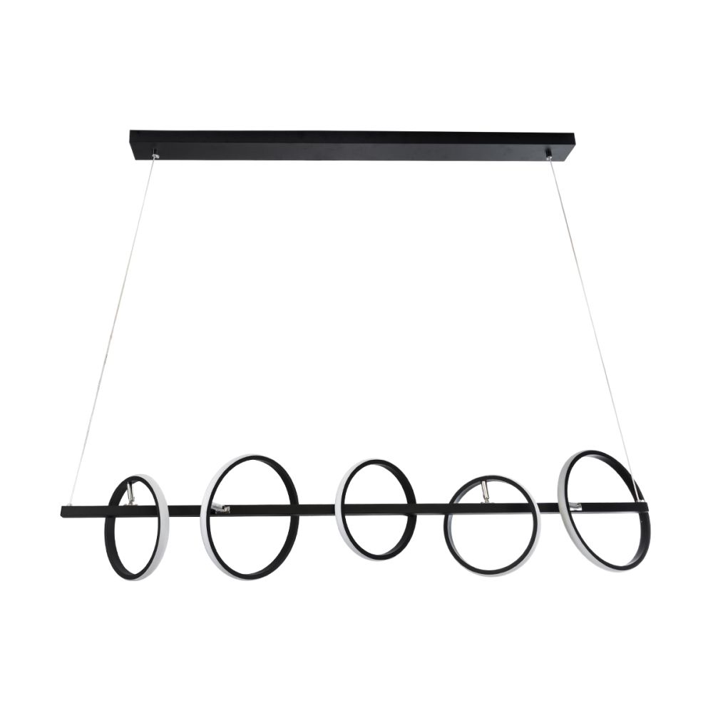 GLOBOSTAR® CIRCOLARE 61319 Μοντέρνο Κρεμαστό Φωτιστικό Οροφής LED 75W 8400lm 360° AC 220-240V IP20 Ρυθμιζόμενο Λευκό CCT με Χειριστήριο από 2700K έως 6000K Dimmable - Lumileds SMD Chip - Μαύρο Ματ - Μ120 x Π25 x Υ25cm - 3 Χρόνια Εγγύηση