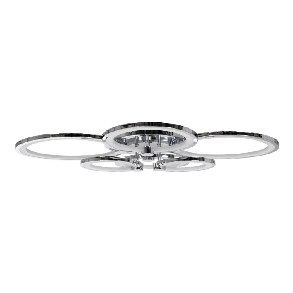 GLOBOSTAR® ROYAL-R 61324 Μοντέρνο Φωτιστικό Οροφής LED 135W 16200lm 360° AC 220-240V IP20 Ρυθμιζόμενο Λευκό CCT με Χειριστήριο από 2700K έως 6000K Dimmable - Lumileds SMD Chip - Ασημί Νίκελ - Μ80.5 x Π59 x Υ12cm - 3 Χρόνια Εγγύηση