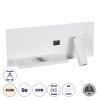 GLOBOSTAR® PALADIN 61353 Μοντέρνο Φωτιστικό Τοίχου - Απλίκα Ξενοδοχείου Reading Light με Φορτιστή USB 3A & Wireless 20W LED 6W 720lm 36° & 360° AC 220-240V IP20 Φυσικό Λευκό 4500K - Bridgelux COB Chip & TÜV SÜD Driver - Λευκό Ματ - Μ30 x Π11 x