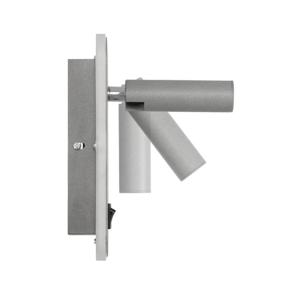 GLOBOSTAR® LADY-O 61365 Μοντέρνο Φωτιστικό Τοίχου - Απλίκα Ξενοδοχείου Reading Light με Φορτιστή USB 3A LED 10W 1000lm 36° & 360° AC 220-240V IP20 Φυσικό Λευκό 4500K - Bridgelux COB Chip & TÜV SÜD Driver - Γκρι Ματ - Μ10.5 x Π10 x Υ18.5cm - 3 Χρόν