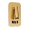 GLOBOSTAR® LADY-O 61366 Μοντέρνο Φωτιστικό Τοίχου - Απλίκα Ξενοδοχείου Reading Light με Φορτιστή USB 3A LED 10W 1000lm 36° & 360° AC 220-240V IP20 Φυσικό Λευκό 4500K - Bridgelux COB Chip & TÜV SÜD Driver - Χρυσό Βούρτσας - Μ10.5 x Π10 x Υ18.5cm - 