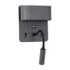 GLOBOSTAR® IBIS 61369 Μοντέρνο Φωτιστικό Τοίχου - Απλίκα Ξενοδοχείου Reading Light με Φορτιστή USB 3A LED 10W 1100lm 36° & 360° AC 220-240V IP20 Φυσικό Λευκό 4500K - Bridgelux COB Chip & TÜV SÜD Driver - Γκρι Ανθρακί Ματ - Μ10 x Π6.1 x Υ18cm - 3 Χ