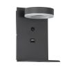 GLOBOSTAR® CROWN 61372 Μοντέρνο Φωτιστικό Τοίχου - Απλίκα Ξενοδοχείου Reading Light με Φορτιστή USB 3A LED 5W 550lm 120° AC 220-240V IP20 Φυσικό Λευκό 4500K - Bridgelux COB Chip & TÜV SÜD Driver - Γκρι Ανθρακί Ματ - Μ15 x Π15 x Υ23cm - 3 Χρόνια Εγγύησ