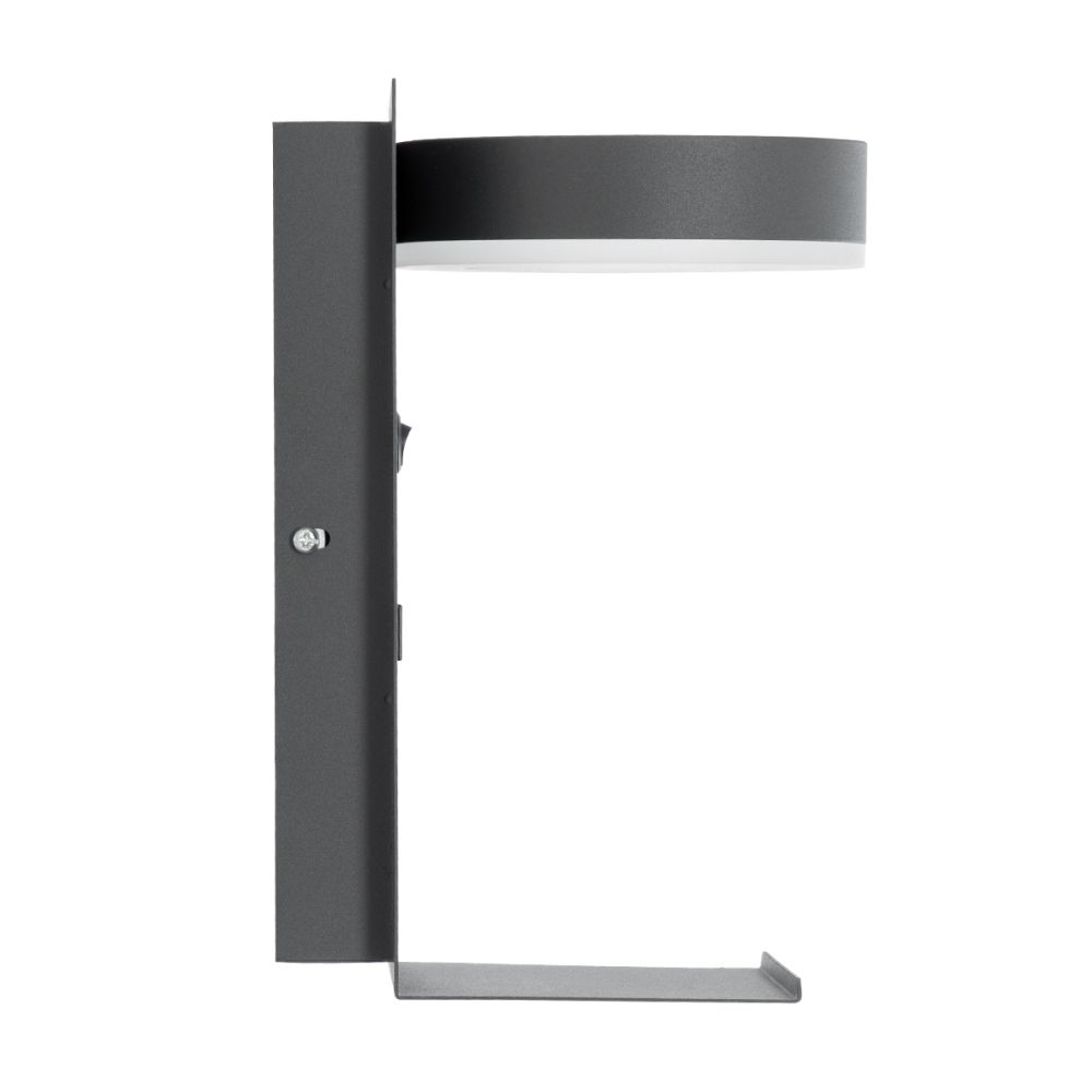 GLOBOSTAR® CROWN 61372 Μοντέρνο Φωτιστικό Τοίχου - Απλίκα Ξενοδοχείου Reading Light με Φορτιστή USB 3A LED 5W 550lm 120° AC 220-240V IP20 Φυσικό Λευκό 4500K - Bridgelux COB Chip & TÜV SÜD Driver - Γκρι Ανθρακί Ματ - Μ15 x Π15 x Υ23cm - 3 Χρόνια Εγγύησ